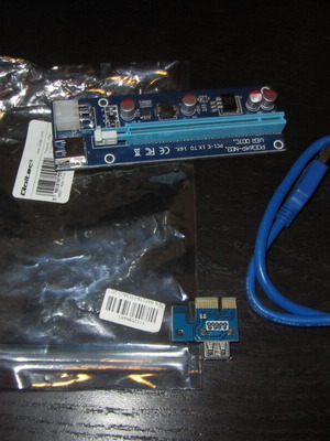 QOLTEC 55501 Riser PCI-E 1x-16x like new for mining systems with USB 3.0 and SATA