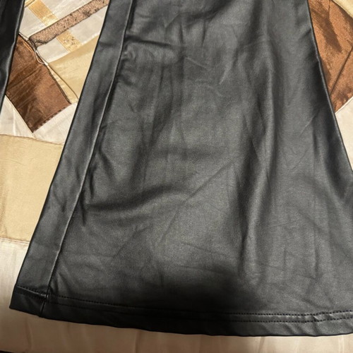 Leather pants flared new, size Small-M, black with gathers