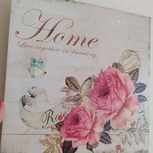 Metal wall art with roses new, 20x20 cm