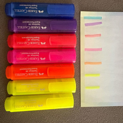 Faber-Castell Textliner 46 superfluorescent highlighters set of 7 like new