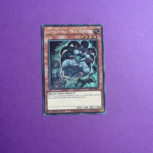 Super-Nimble Mega Hamster Yu-Gi-Oh! card like new, 1st edition, rare