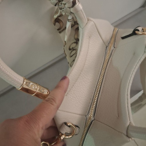 Camila Karina Cream Handbag with Decorative Scarf