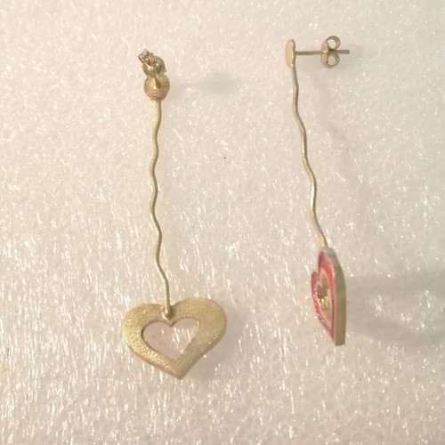 Silver earrings with 24kt gold plating and permanent red enamel, new