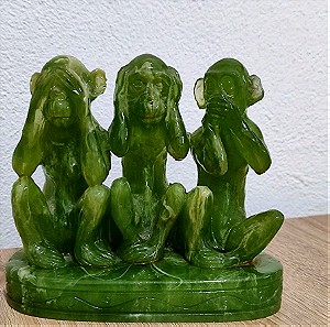 Vintage Διακοσμητικό Αγαλματάκι από Ρητίνη 3 Πίθηκοι "Δε βλέπω, δεν ακούω, δε μιλάω"
