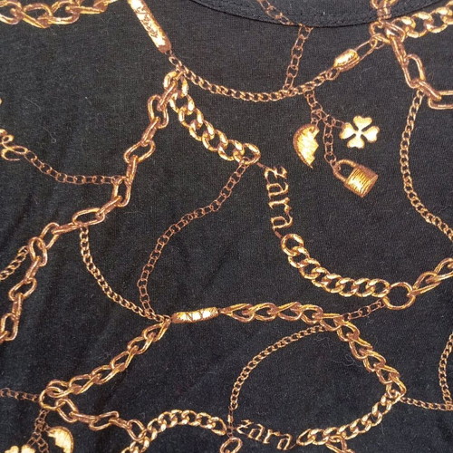 Zara blouse black with chain print like new, size S