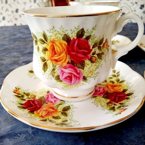 Pink Roses tea cup set of 6