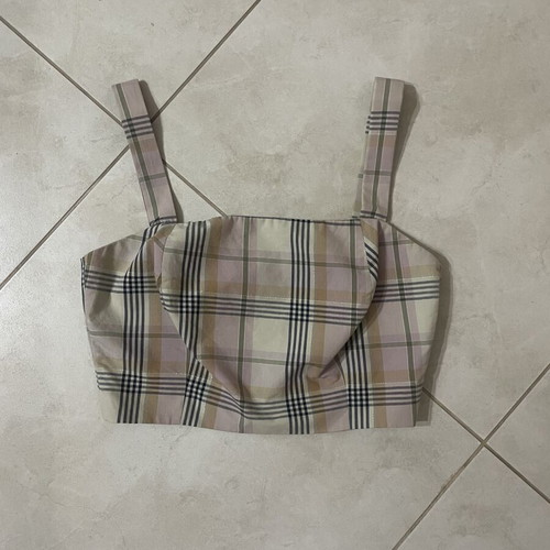 Access checked top, size S / 36 / 8, beige multicolor