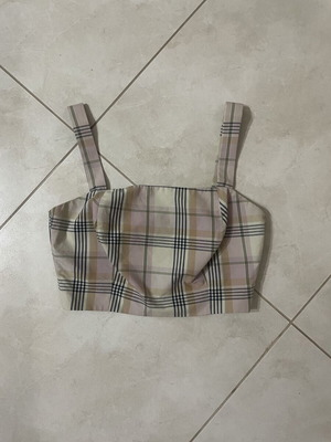 Access checked top, size S / 36 / 8, beige multicolor