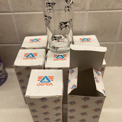 Happy Cow promotional glasses set of 8 Delta 1990 like new