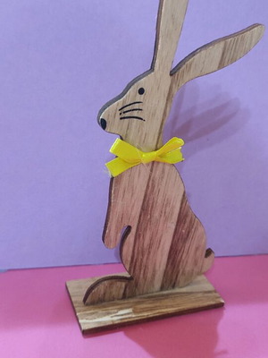 Decorative wooden bunny like new with yellow bow