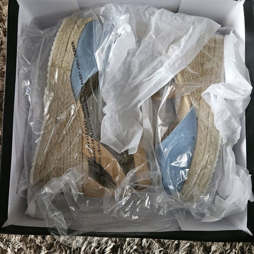Nine West women's espadrilles new, size 37, blue with brown straps