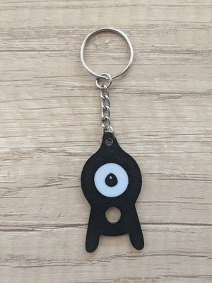 Μπρελόκ Unown Pokemon Alphabet γράμμα Α κατόπιν παραγγελίας, μαύρο και άσπρο