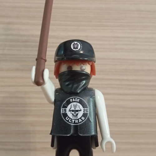 Playmobil PAOK Fan Figure like new with Team Flag