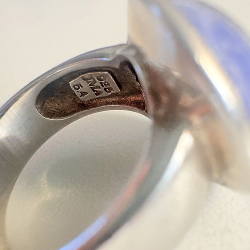 Silver ring with zircon and chalcedony stone used