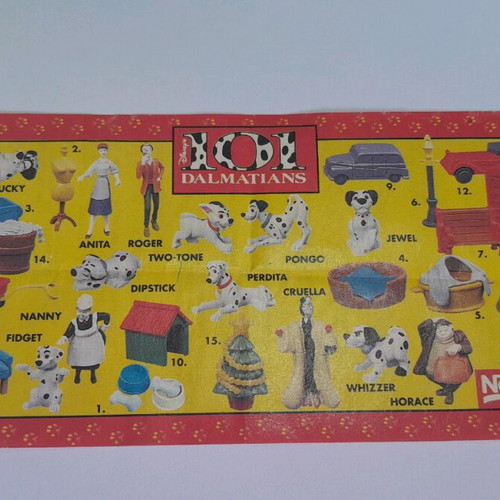 Collectible promotional card 101 Dalmatians used Disney and Nestle