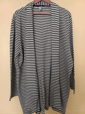 Women's striped cardigan like new, size 3XL, white and blue