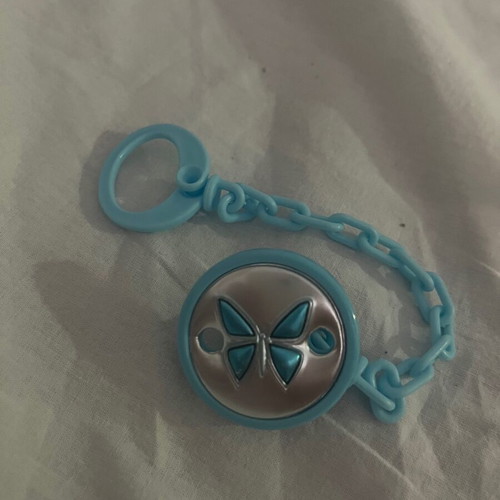Silver pacifier clip with chain unused