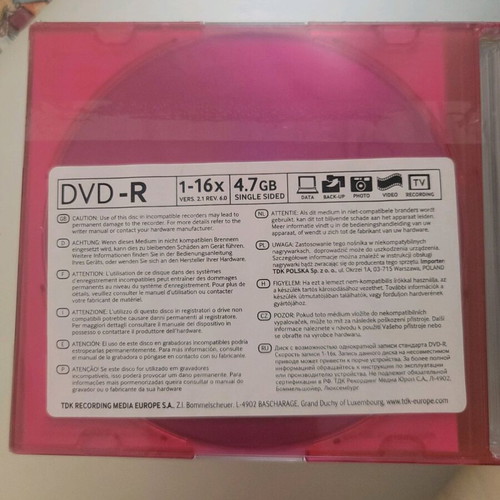 DVD-R colour 4.7GB pack of 10 new with sleeves