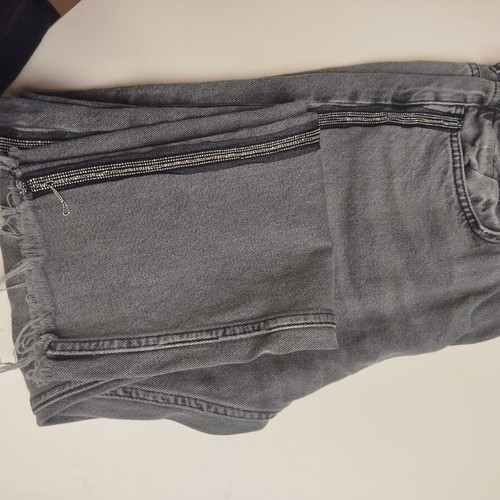 Acne Studios gray jeans like new with silver trim and frayed hem