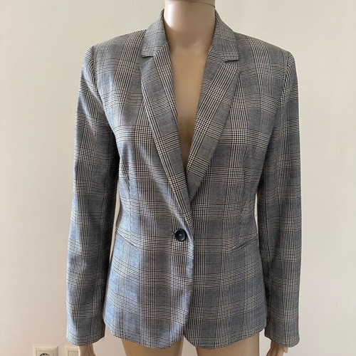 Zara Mid-Length Checked Jacket Used, Size M, Grey