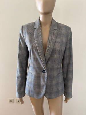 Zara Mid-Length Checked Jacket Used, Size M, Grey