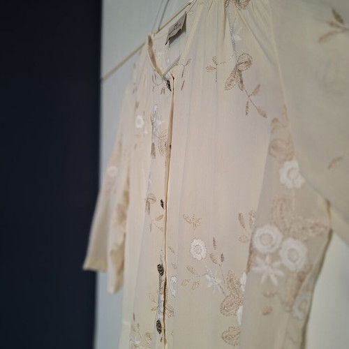 Nidodileda asymmetric dress S new, ivory with floral embroidery