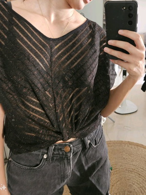 Attrattivo see through striped black blouse like new, size S