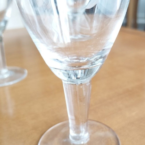 Vintage set of 7 wine and liqueur glasses with floral etching