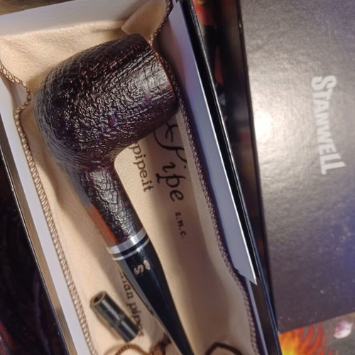 Stanwell Trio Sandblasted tobacco pipe new with 9mm filter and adapter