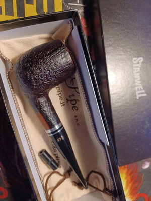 Stanwell Trio Sandblasted tobacco pipe new with 9mm filter and adapter