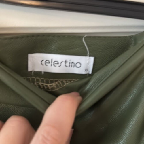Leather skirt Celestino used, green, size XL