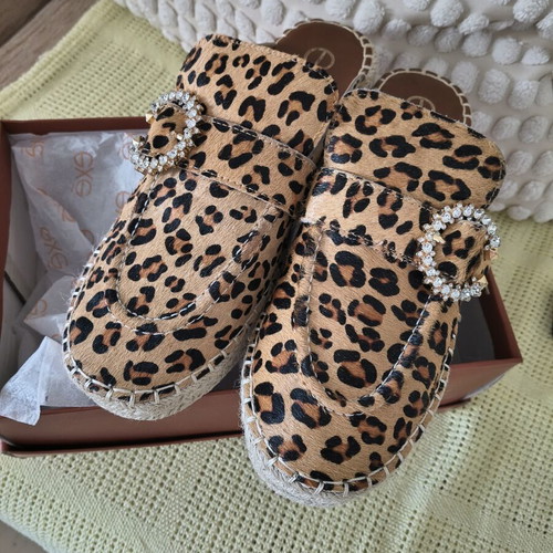 Exe leopard print camel shoes, size 39
