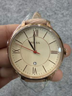 Fossil ES3487 women's watch, pink gold dial, leather strap