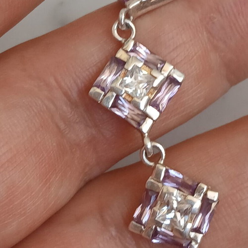 925 silver bracelet with zirconia and steel chain extension up to 19 cm