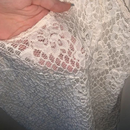 White set with lace top and transparent overlay, like new