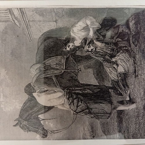 Philellinic engraving with wounded fighter, 30 cm, like new