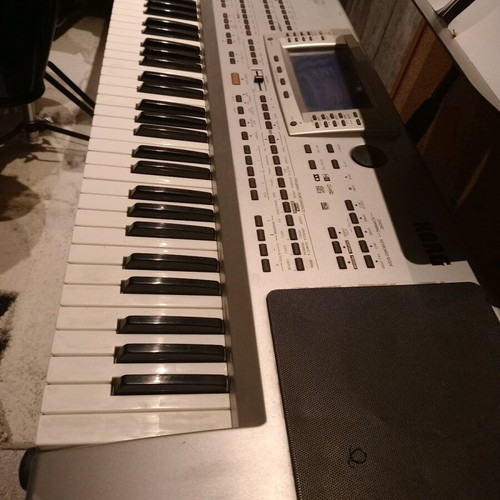 Kord PA 80 keyboard used with Ultimate Support case and Proel stand