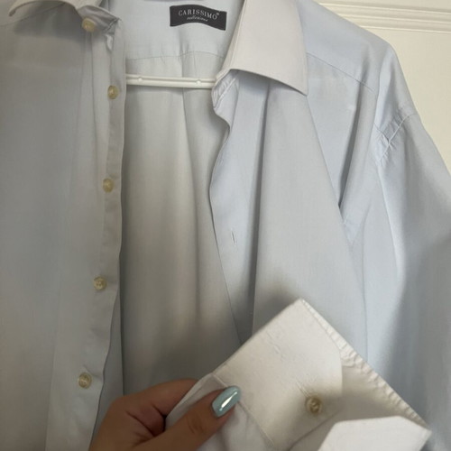Men's dress shirt used, white collar and sleeves, XL