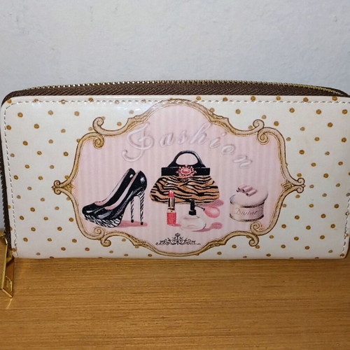Accessorize women's clutch wallet vintage style new, beige and pink
