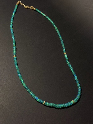 Handmade choker with green Ethiopian opal 43 cm new