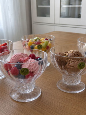 RCR Royal Crystal Rock Crystal Dessert Bowls set of 6, vintage