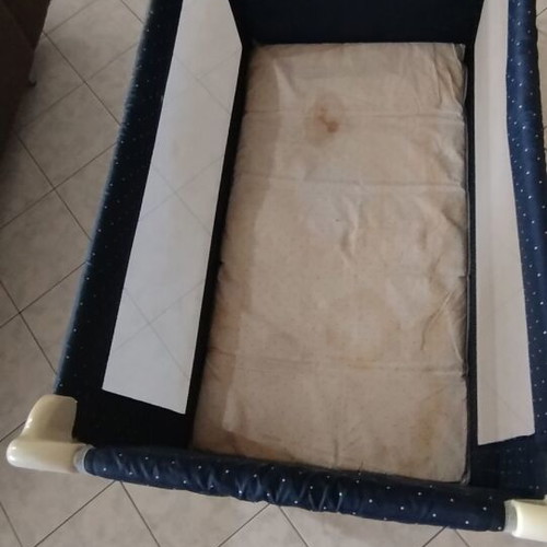 Baby playpen used with handle, dimensions 1.25x0.65x0.84 m