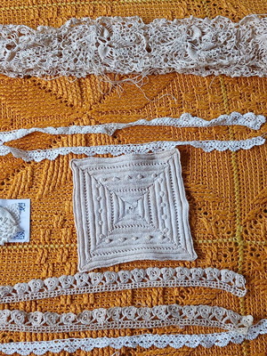 Lace samples for knitting used