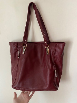 Shoulder bag large burgundy eco leather like new