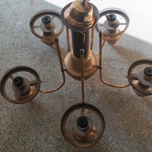 Vintage pentafoto ceiling light used, brass