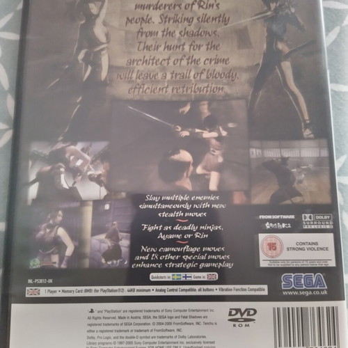 Tenchu Fatal Shadows PS2 like new