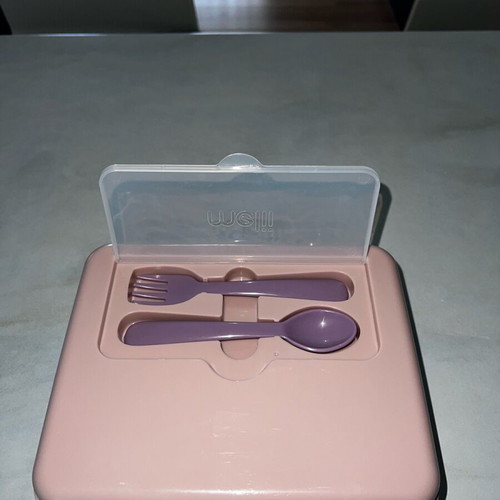 Melii Lunchbox with Spoon and Fork Pink like new