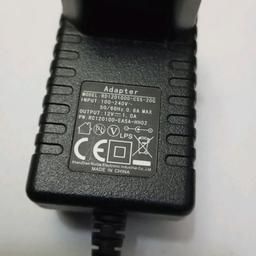 Power adapter 12V 1A like new, model RC120100-EA5A-HH02