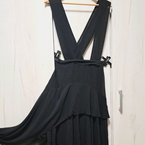 Skirt with straps like new, black, size L, chiffon
