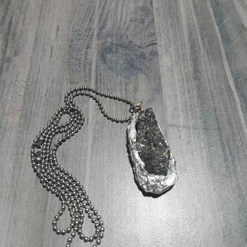 Industrial pendant with natural pyrite, handmade, new